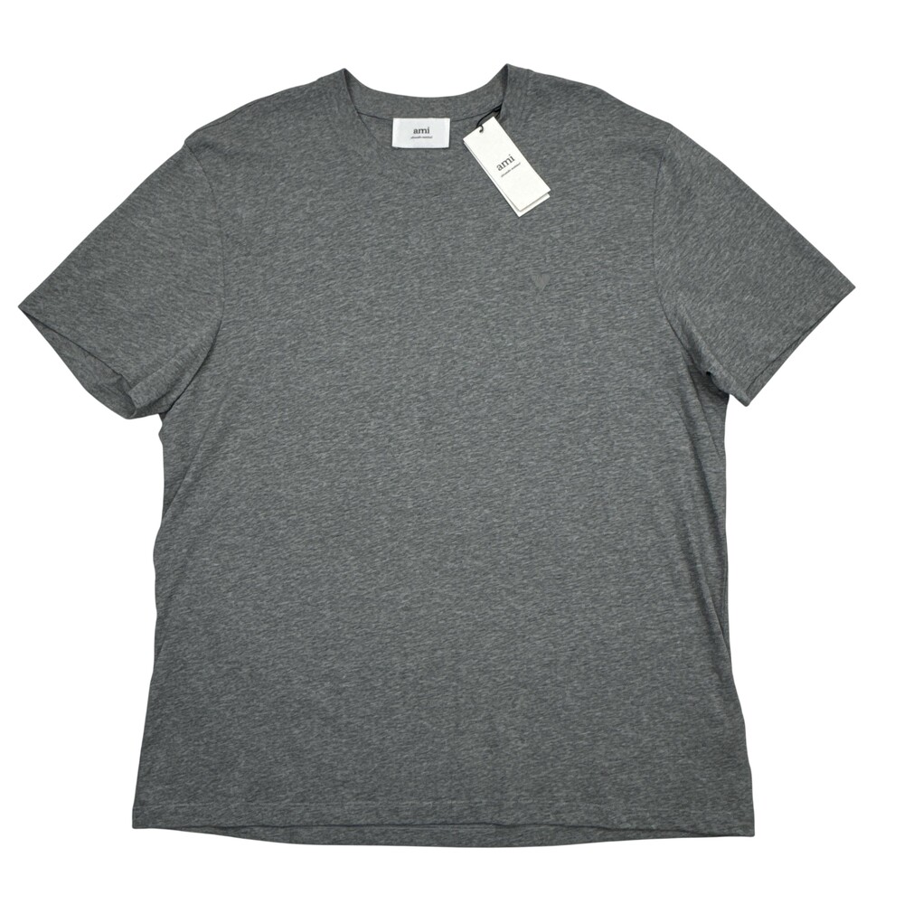 Ami Alexandre Mattiussi Shirt Mens 2XL Gray Organic Cotton Logo Crew Neck Tee